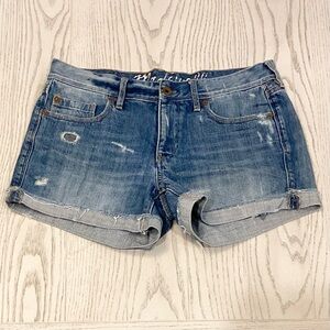 Madewell Distressed Blue Denim Jean Shorts